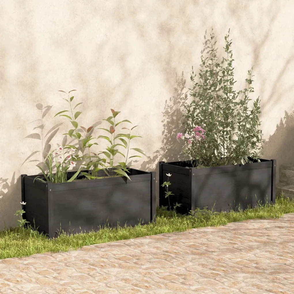 vidaXL Plantenbakken 2 st 100x50x50 cm massief grenenhout grijs