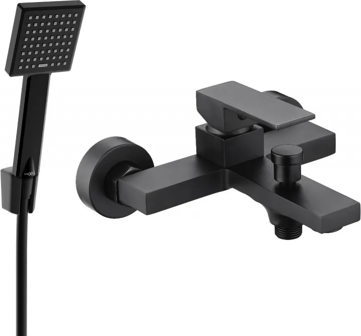 Mexen Uno R45 badkraan met doucheset, zwart - 7143R45-70
