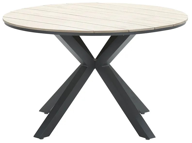 Garden Impressions Air XL tuinset 5-delig donker grijs - Tulli tuintafel Ø122x75 cm light teak look