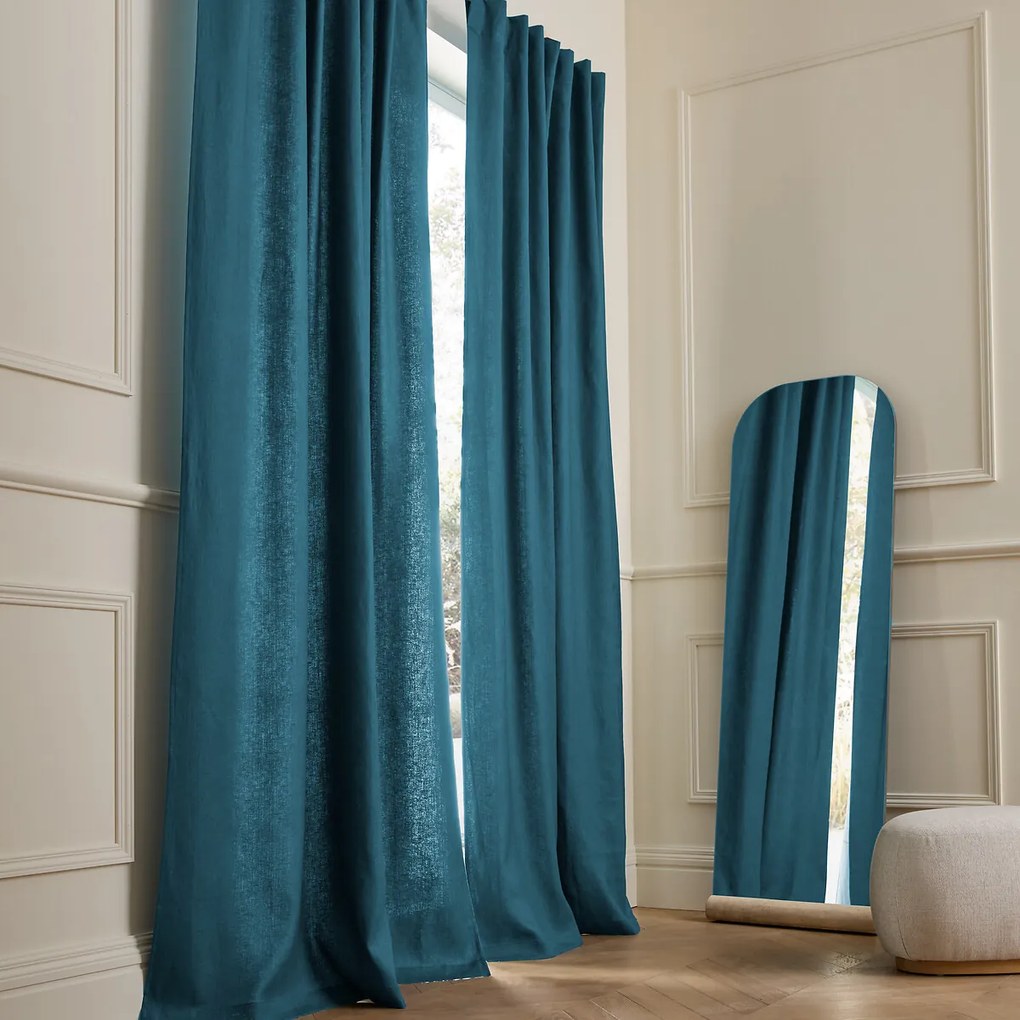 Linnen gordijn met voering, verborgen lipjes, Private