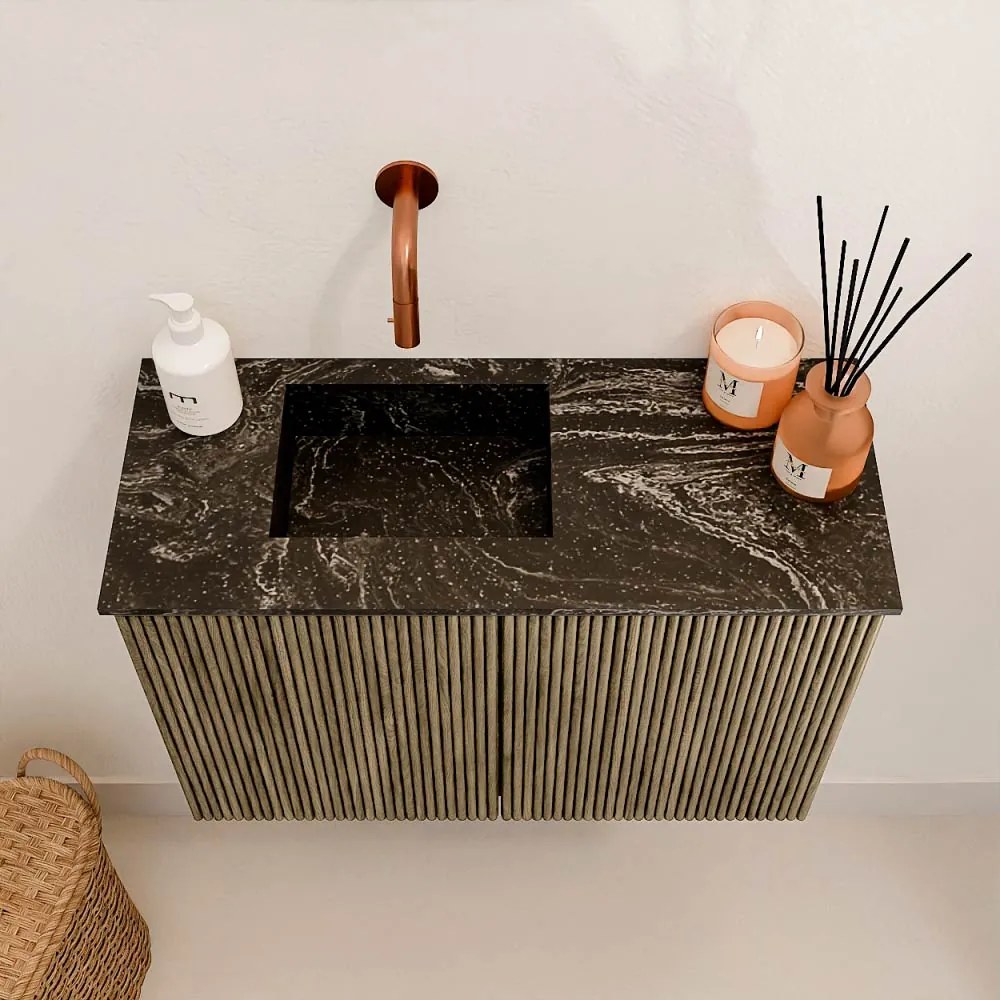 Mondiaz Joya DLux 60cm toiletmeubel dusk met wastafel faye links zonder kraangat lava