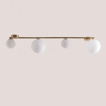 Plafondlamp Van Ijzer Met 4 Glazen Bollen Uvol Goud - Sklum