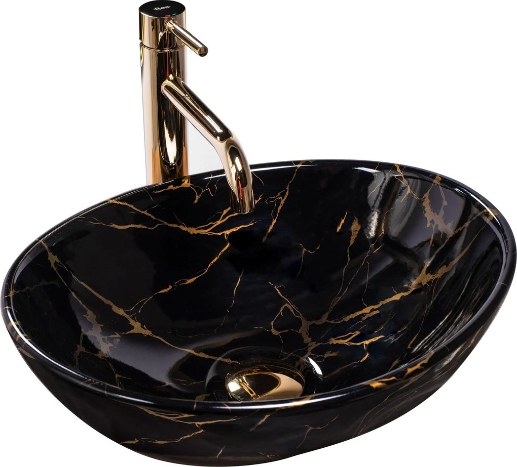 Opzetwastafel Rea Sofia Black Marble Shiny