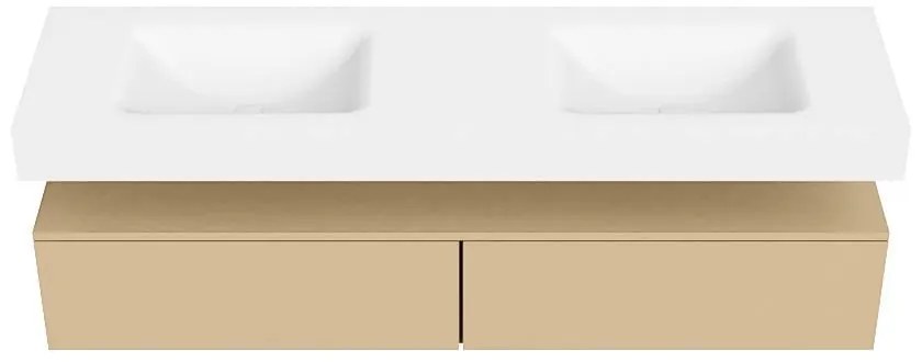 Zaro Alan badmeubel 170cm sand 2 lades met vrijhangende wastafel cloud dubbel 2 kraangaten talc
