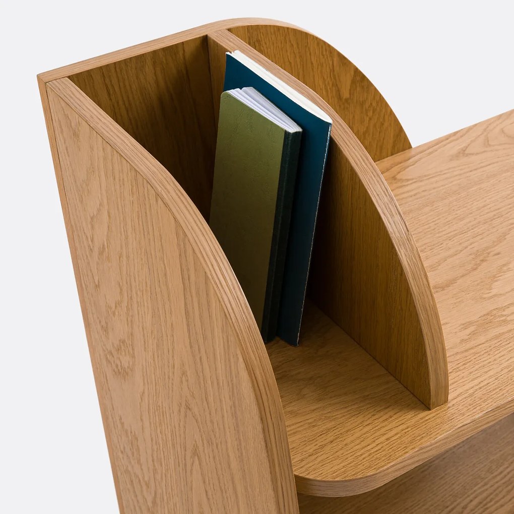 Lage boekenkast met 8 nissen, eikenfineer, Gorman