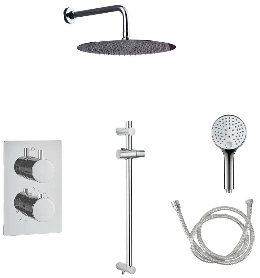 Saniclear Talpa inbouwregendouche 20cm met wandarm, 2 standen handdouche en glijstang chroom