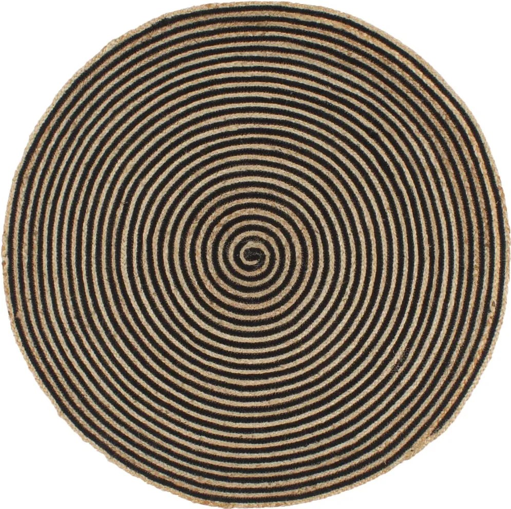 Vloerkleed handgemaakt met spiraal print 150 cm jute zwart