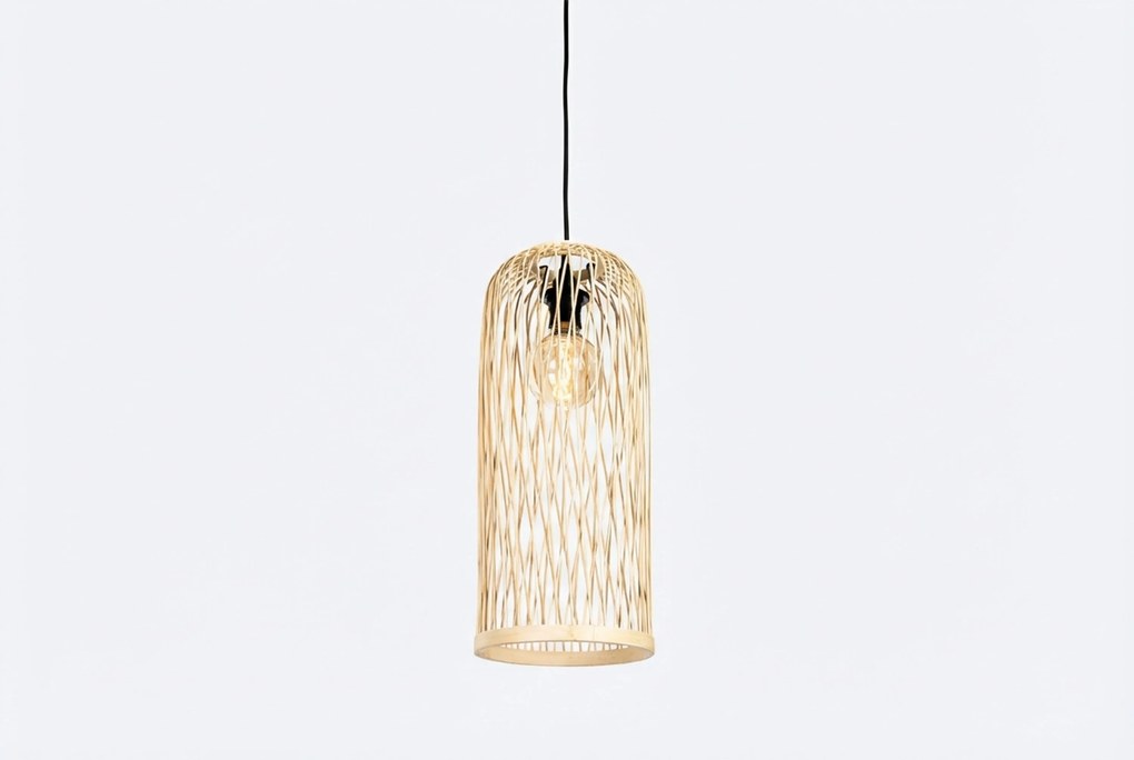 Landelijke Buiten Hanglamp Rotan -lichts - Calamus Staal Taupe