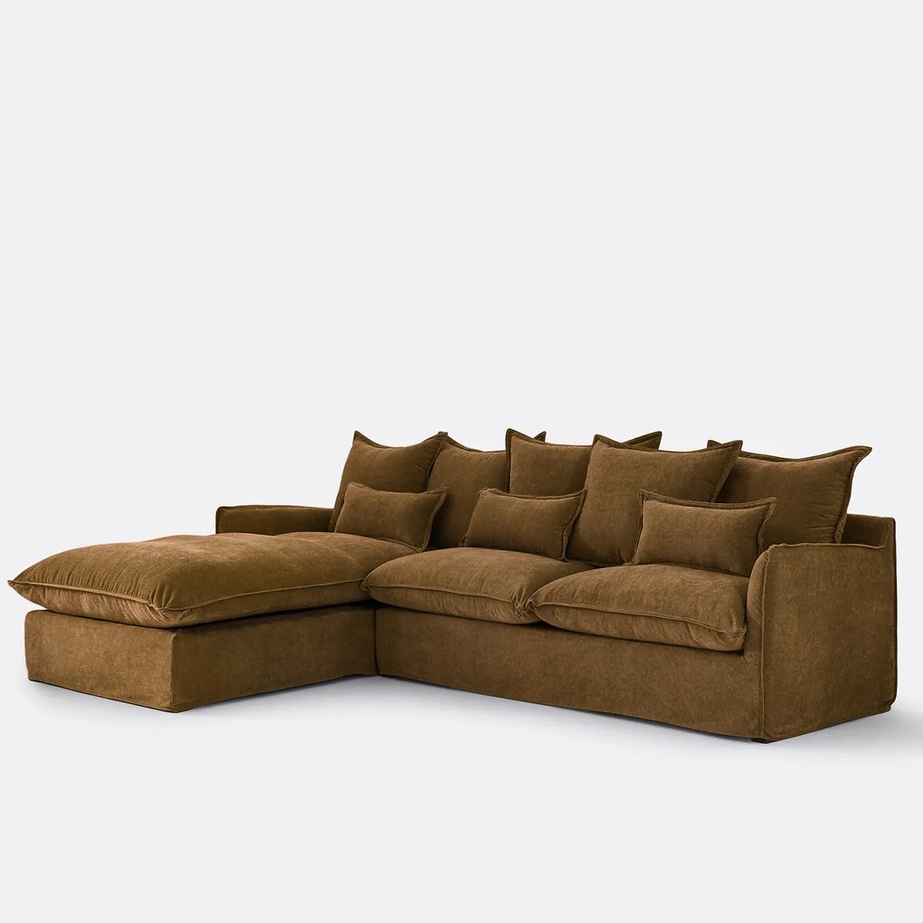 Hoekbank links, omvormbaar, afneembare hoes, 4-zits, gemêleerd polyester, ODNA