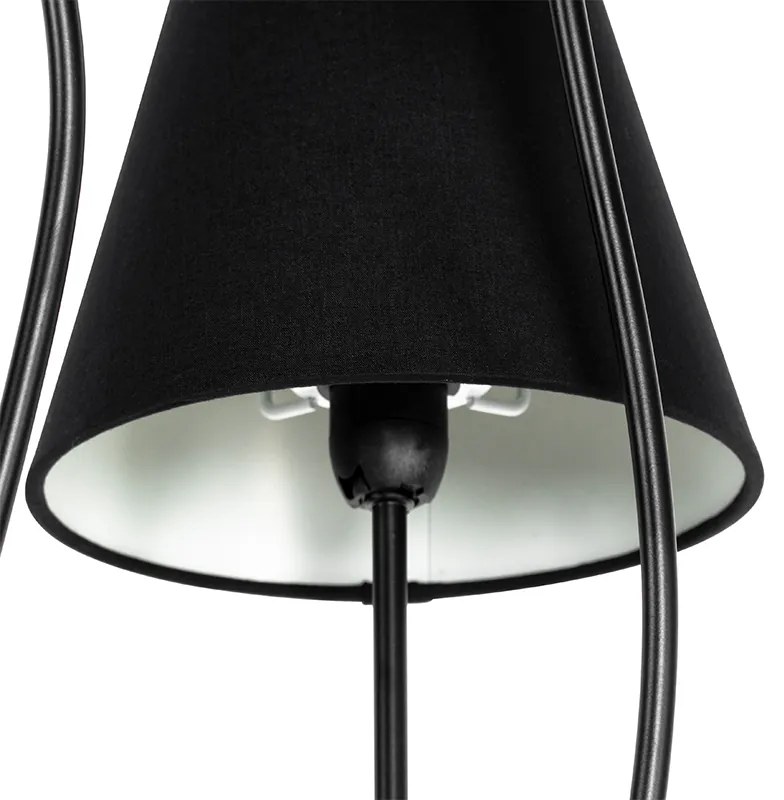 Design vloerlamp zwart met stoffen kappen 5-lichts - Melis