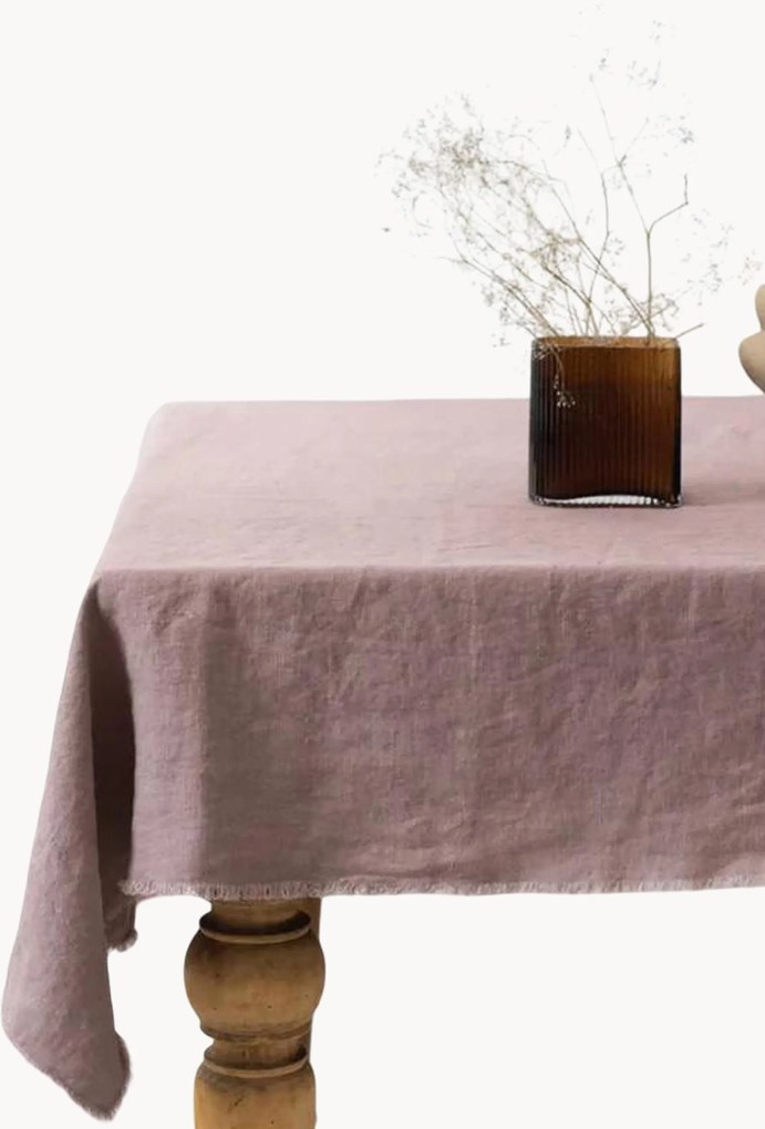 Handgemaakte linnen tafelkleed Ashes of Roses