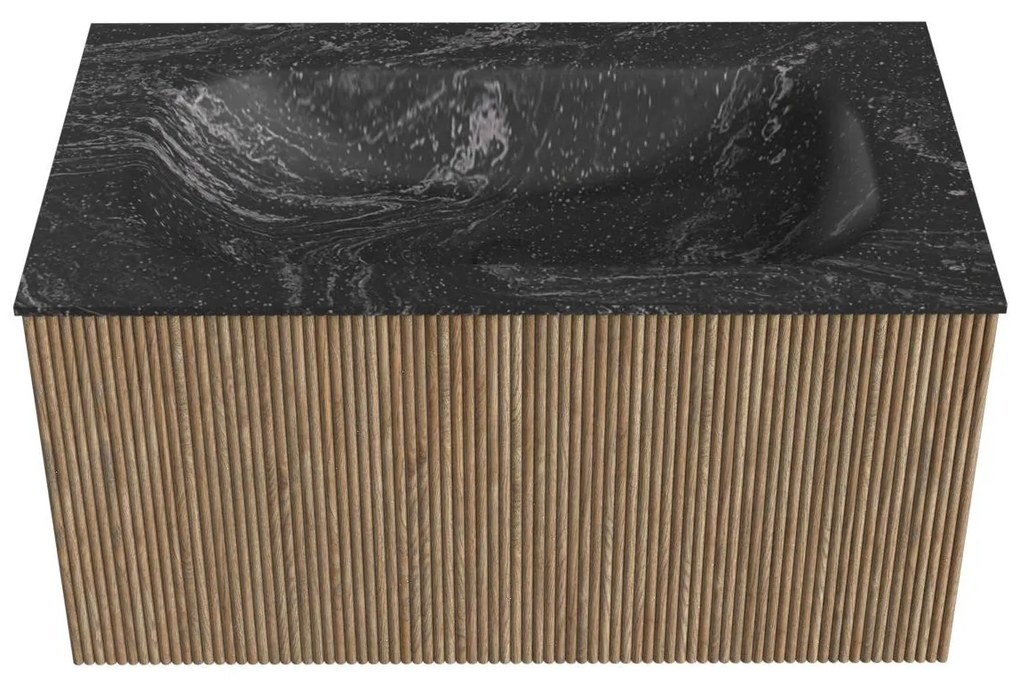 Mondiaz Kurve-dlux 80cm badmeubel dusk met 1 lade en wastafel big small midden zonder kraangat lava