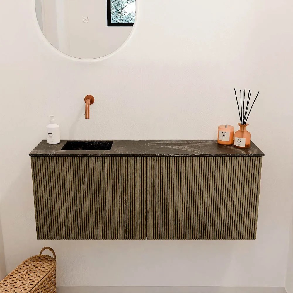 Mondiaz Joya DLux 100cm toiletmeubel dusk met wastafel faye links zonder kraangat lava