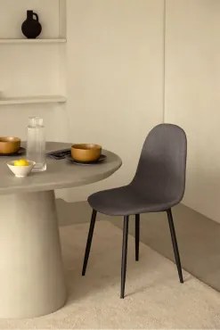 Gestoffeerde Eetkamerstoel Glamm Zwart & Linnen Taupegrijs & Linnen - Sklum