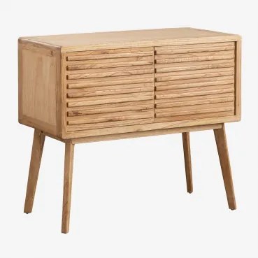 Badkamermeubelset 90x45 Cm In Hout Deleyna Natuurlijk Hout & Zonder Wastafel & Spiegelloze & Zonder Kraan - Sklum