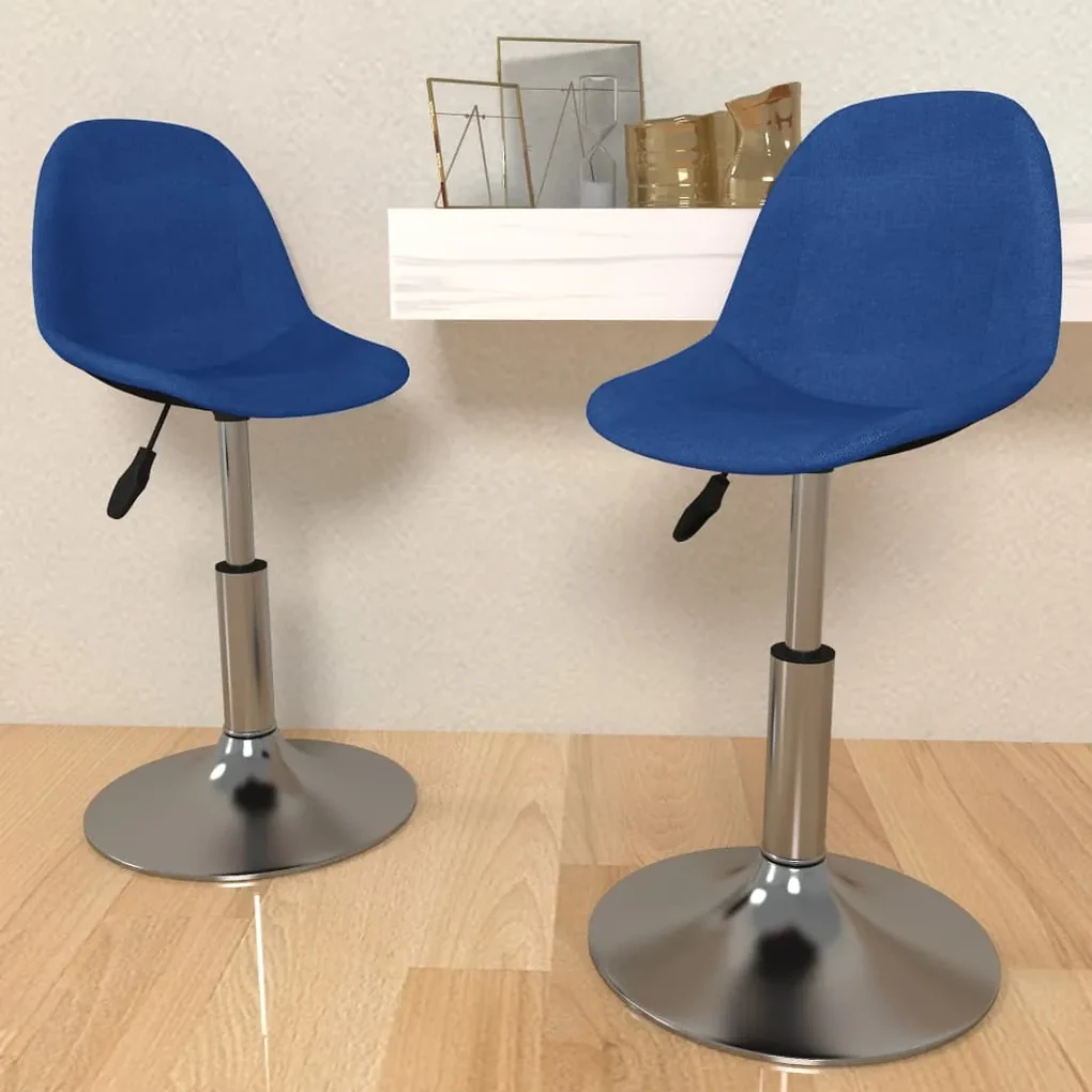 vidaXL Eetkamerstoelen draaibaar 2 st stof blauw