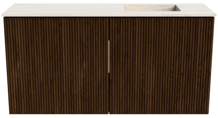 Mondiaz Joya DLux 80cm toiletmeubel walnut met wastafel faye rechts 1 kraangat meli