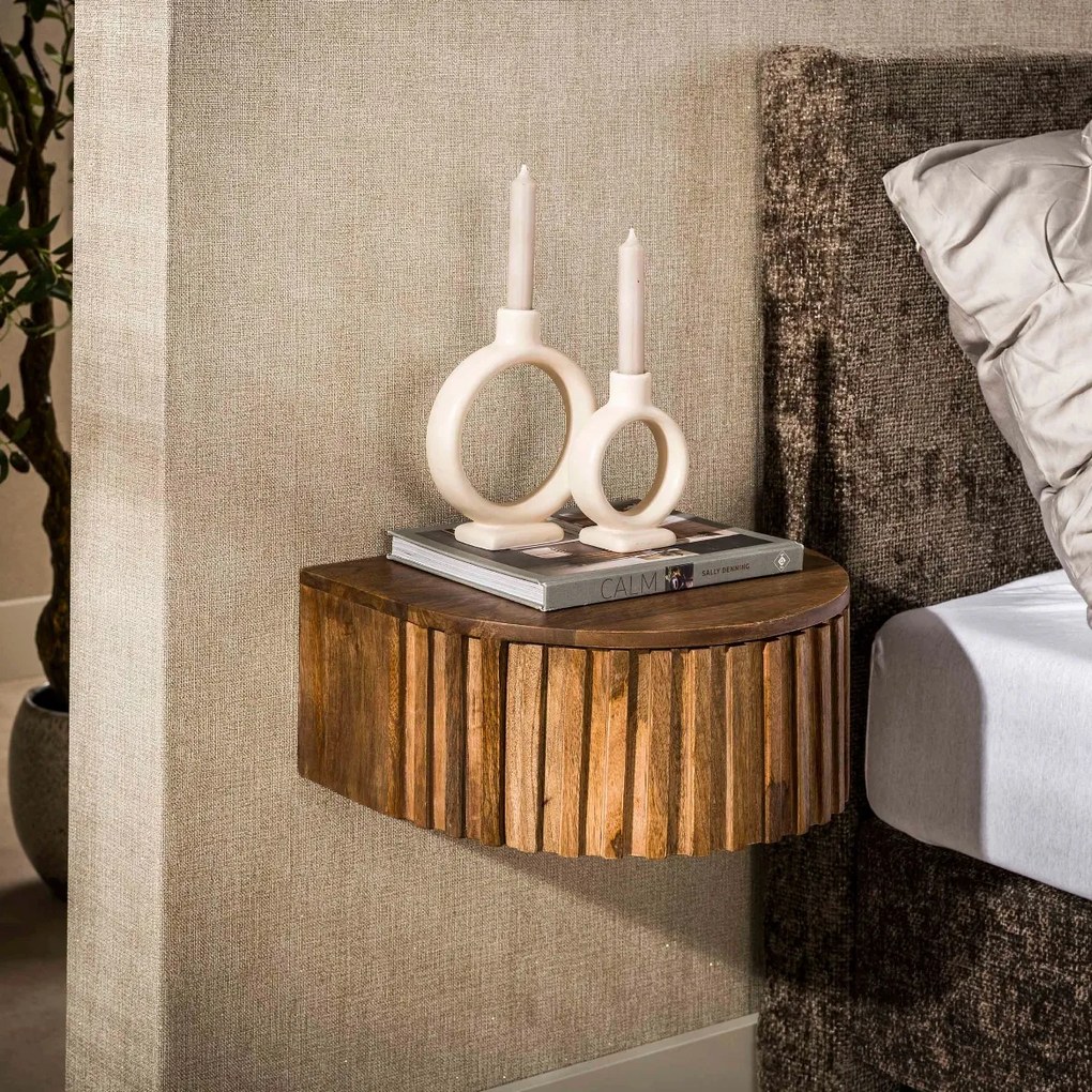 Zwevend Nachtkastje Met Relief Front - 40x35x17cm.