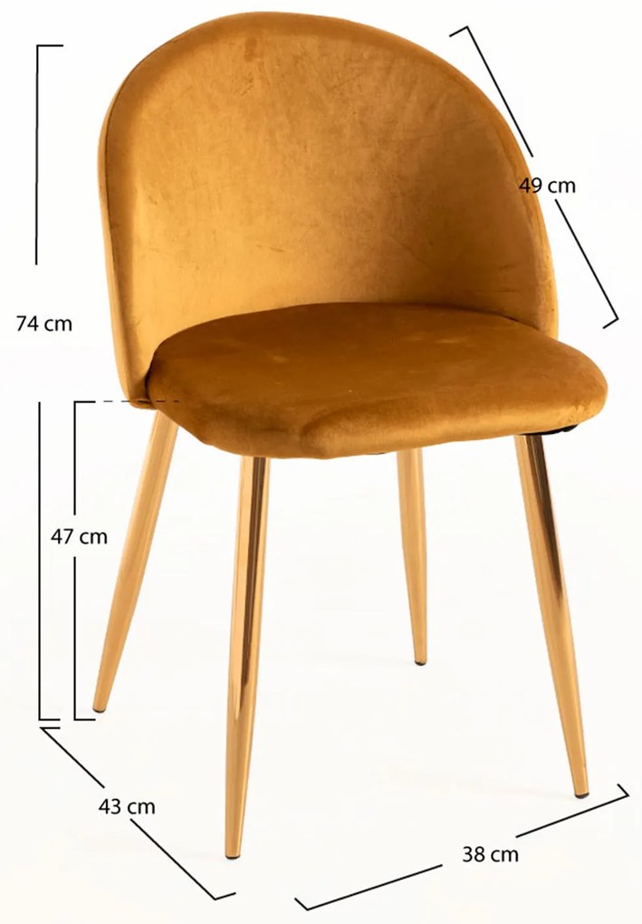 Set van 4 Vint Fluwelen Gouden Stoelen