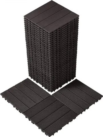 VEVOR Terrastegels, Set van 36, Balkontegels 295x295mm, Kliktegels, Kunststof Vloerbedekking voor Buiten, Terrasvloer voor Veranda, Zwembad, Balkon, Achtertuin, Donkerbruin