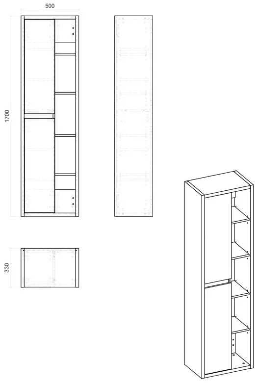 Comad Devon 801 FSC kolomkast 170cm eiken/antraciet