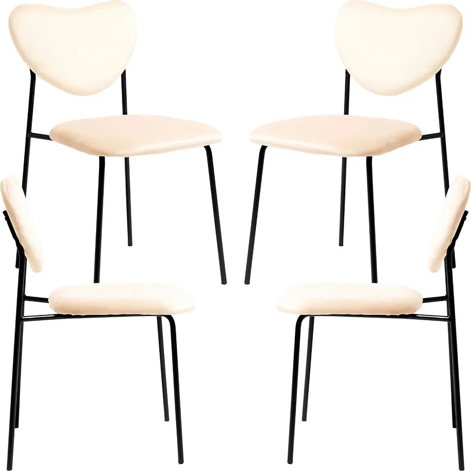 Set 4 Cora Black Fluwelen Stoelen