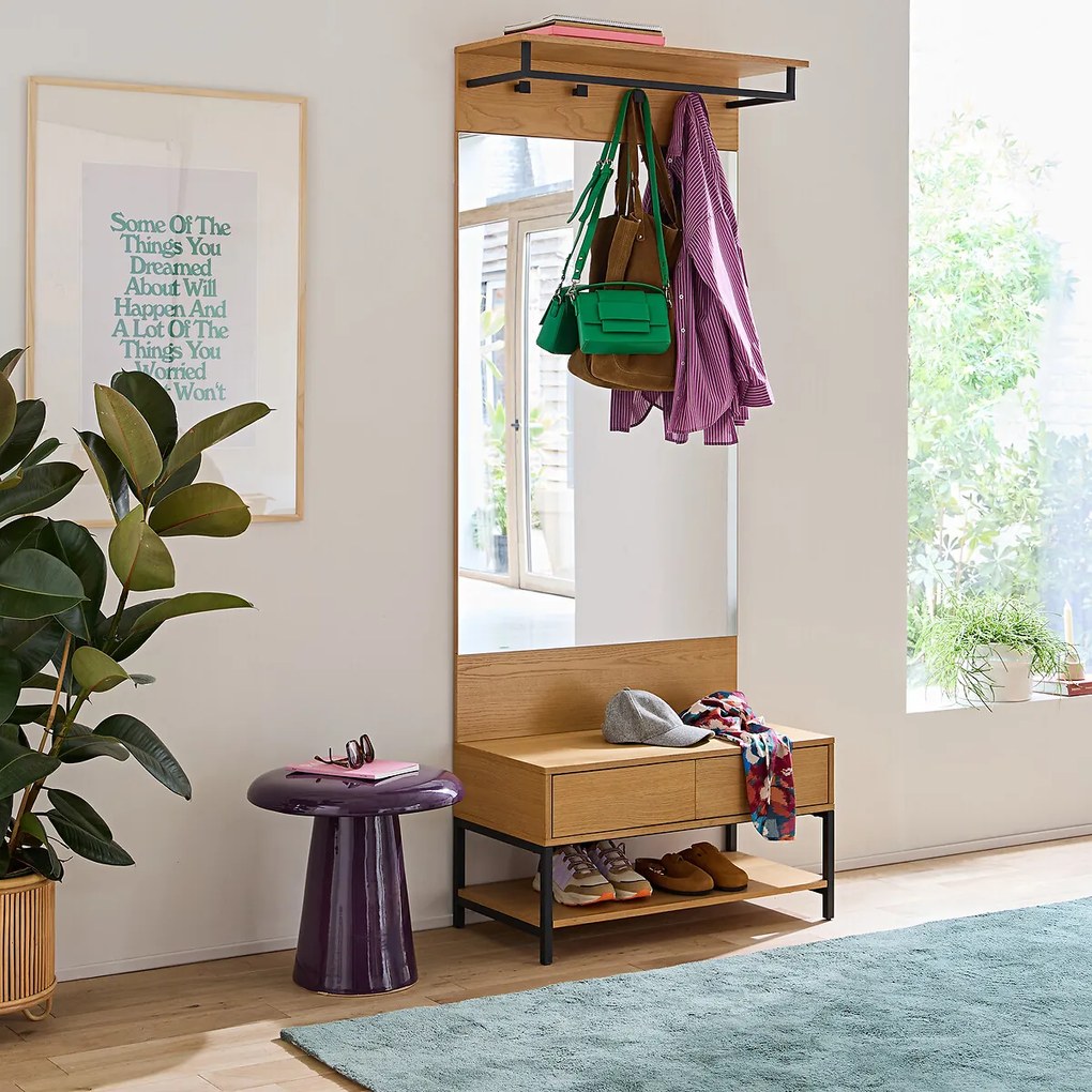 Alvan kapstok van staal en eikenfineer