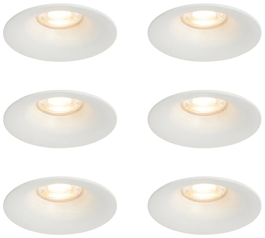 Set van 6 inbouwspots wit GU10 50mm - Gijs Modern GU10 rond Binnenverlichting Lamp