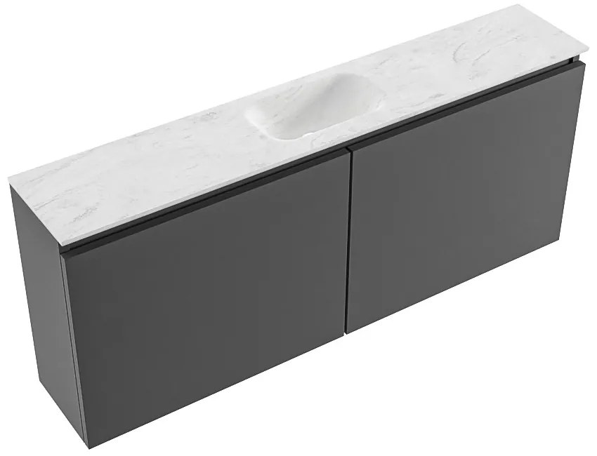 Mondiaz Ture DLux toiletmeubel 120cm dark grey met wastafel opalo midden zonder kraangat