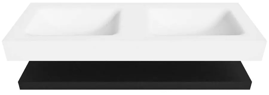 Zaro Alan badmeubel 130cm met planchet urban en vrijhangende wastafel cloud dubbel 2 kraangaten talc