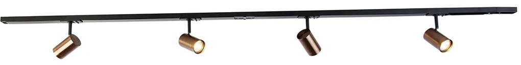 Modern 1-fase railsysteem met 4 spots donkerbrons - Jeana