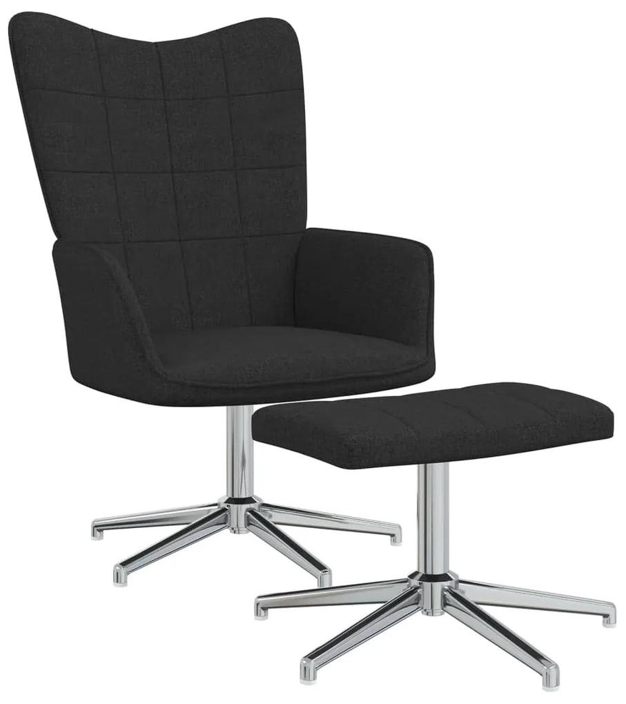 vidaXL Relaxstoel met voetenbank stof zwart