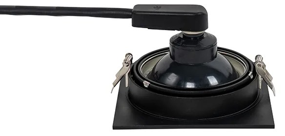 Vierkante inbouwspot zwart verstelbaar - Chuck 111