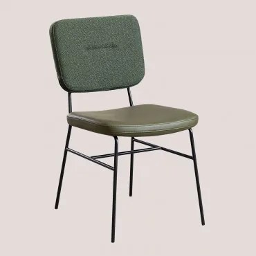 Set Van 4 Eetkamerstoelen Bekleed Met Kunstleer En Staal Milih Groen – Khaki - Sklum
