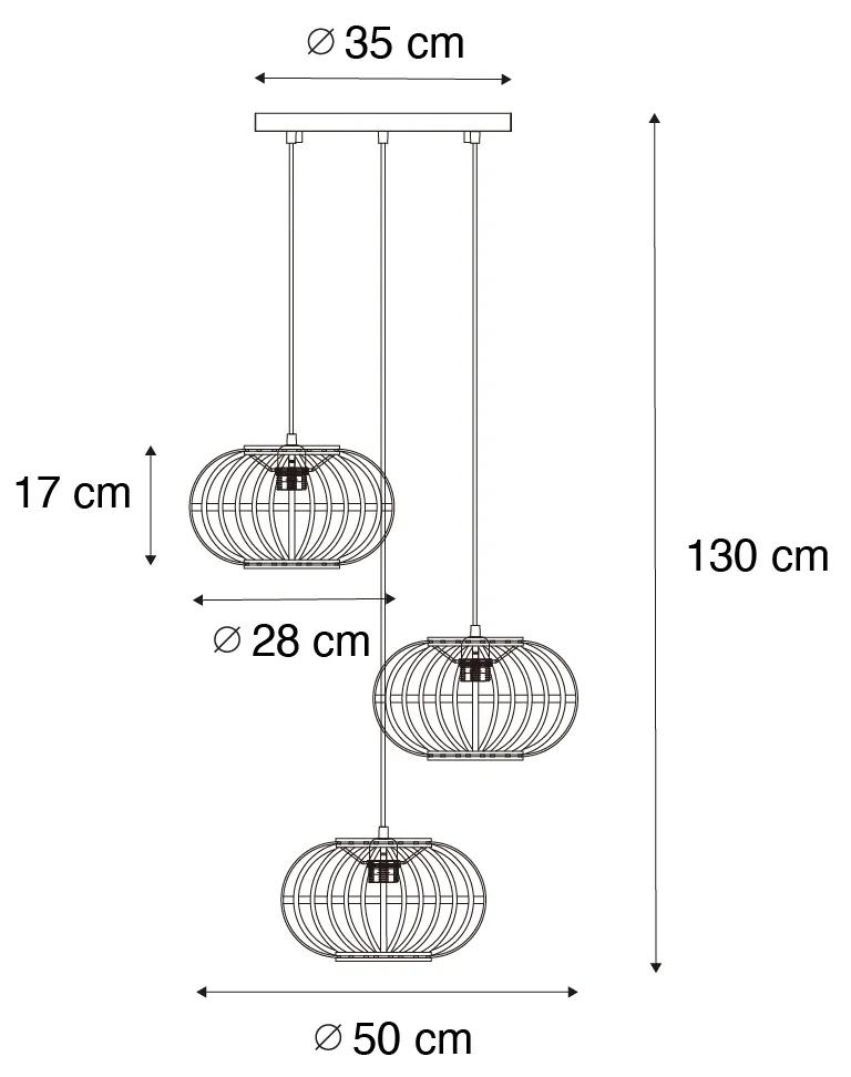 Oosterse hanglamp bamboe 3-lichts rond - AmiraOosters E27 Binnenverlichting Lamp
