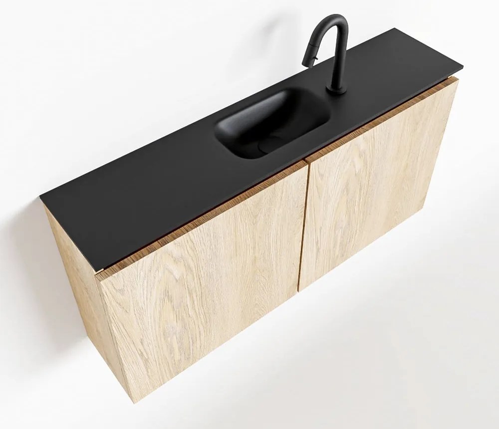 Mondiaz Ture 100cm toiletmeubel washed oak met wastafel urban midden 1 kraangat