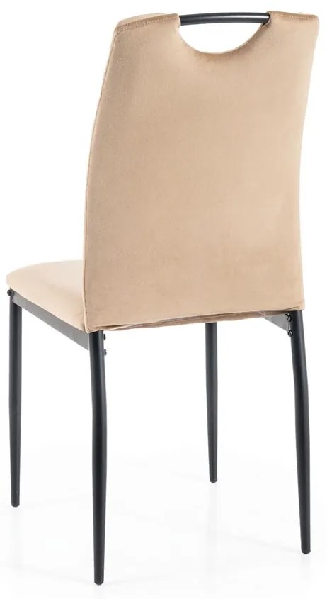 Stoel PAX beige (stof Bluvel 28) - modern, gestoffeerd, fluweel, voor woonkamer, eetkamer, kantoor, met handgreep