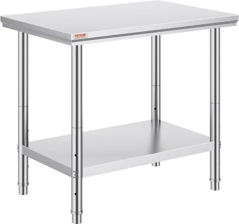 VEVOR RVS werktafel 60X90X80 cm Voedselbereiding voor maaltijdvoorbereiding, naaien, wassen, knutselen, garagegebruik, enz.