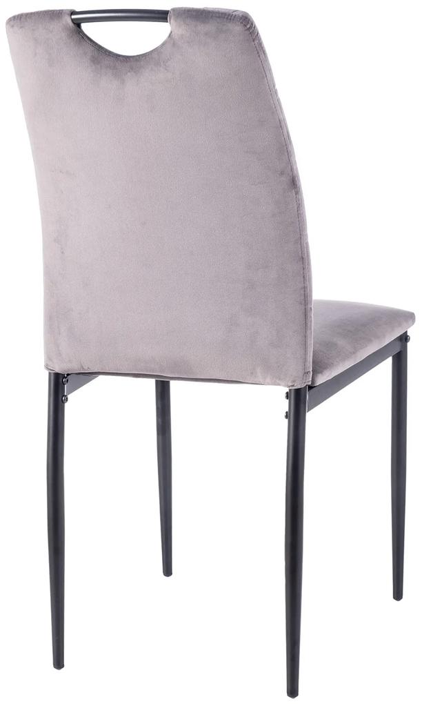 Stoel PAX grijs (stof Bluvel 14) - modern, gestoffeerd, fluweel, voor woonkamer, eetkamer, kantoor, met handgreep