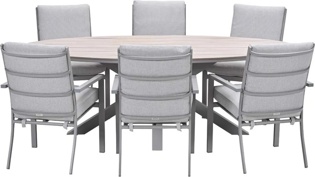 Garden Impressions Senja tuinset 7-delig valley sand - Tulli tuintafel 220x115 cm - light teak vironwood