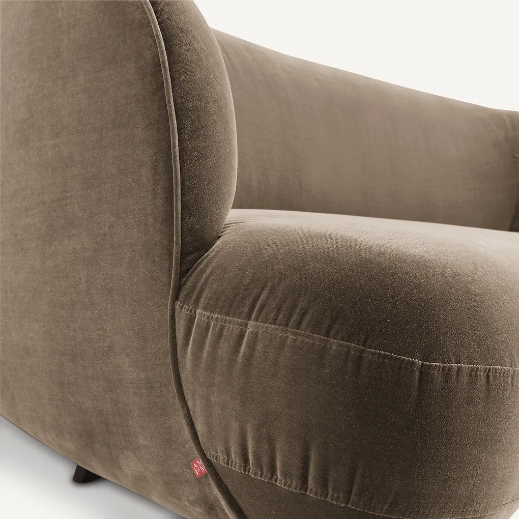 3-zits fluwelen bank, Rosebury, ontwerp Emmanuel Gallina