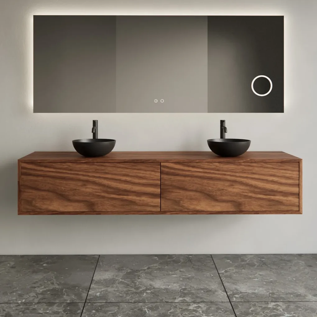 Gliss Design Joa badmeubel met 2 lades 180cm walnut