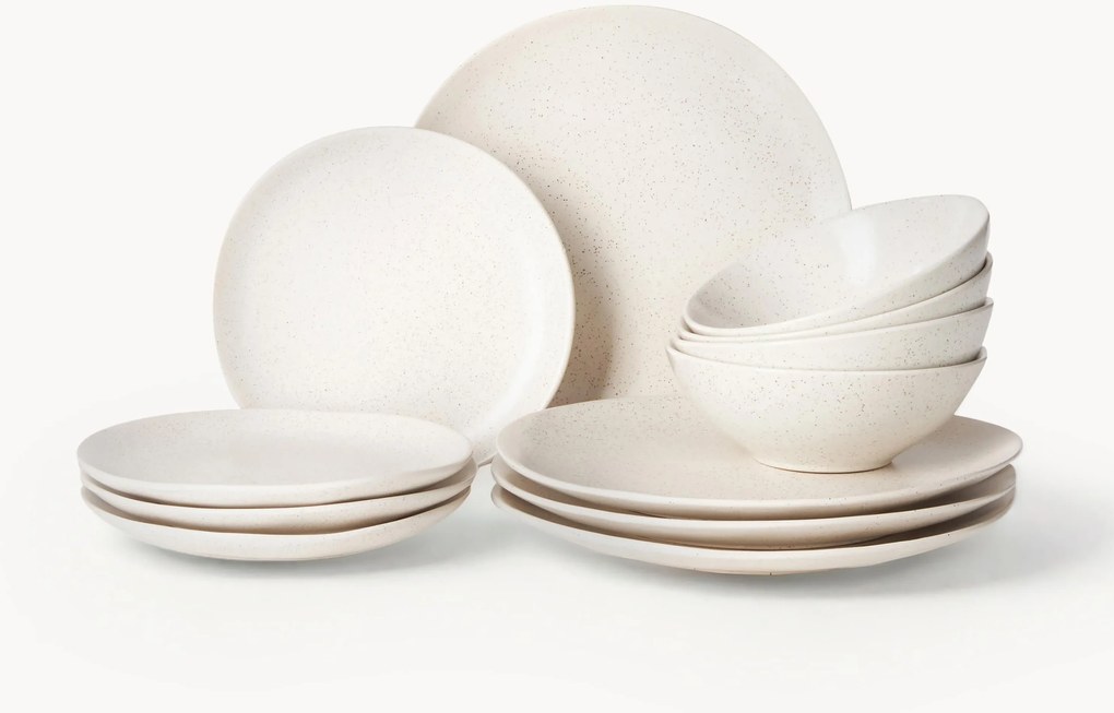 Handgemaakte serviesset Nordic Vanilla, 4 personen (12-delig)