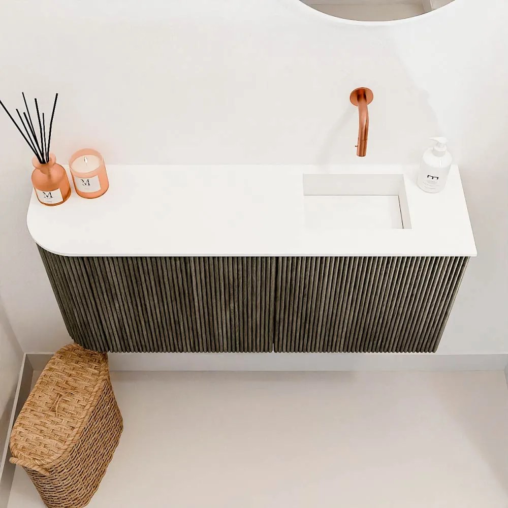 Mondiaz Joya 90cm toiletmeubel ronding links shadow met wastafel faye rechts zonder kraangat talc