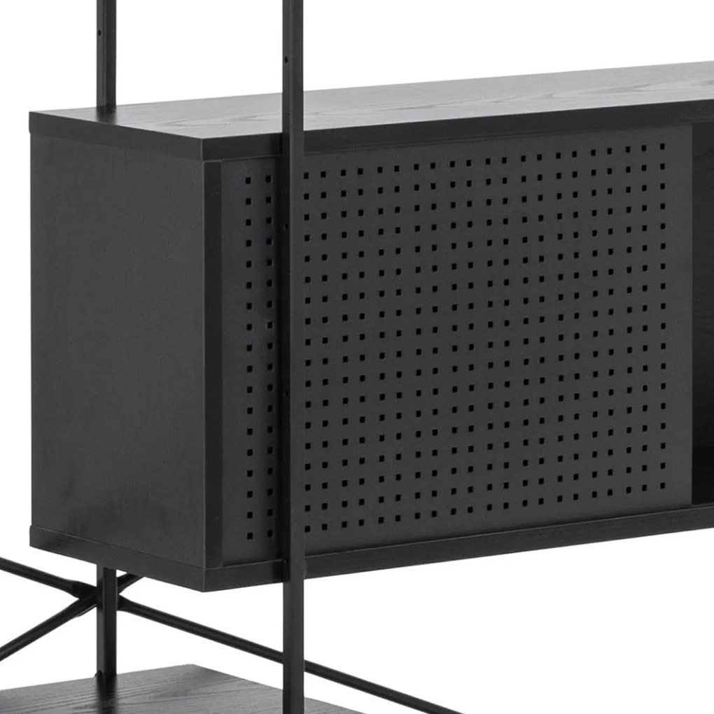 Zwarte Boekenkast Met Opbergruimte - 173x27x188cm.