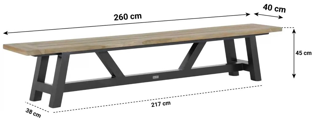 Lifestyle Garden Furniture Trente Dining Picknickset Aluminium/teak Grijs 3-delig