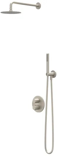 IVY Bond Regendoucheset - inbouw - 2-weg stop-omstel - 30cm plafondbuis - 30cm slim hoofddouche rond - houder met uitlaat - 150cm doucheslang - satin spray handdouche - Geborsteld nickel PVD CSB2GNCCCA