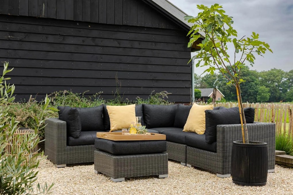 Hoek loungeset  Wicker Zwart 5 personen Garden Collections Toronto