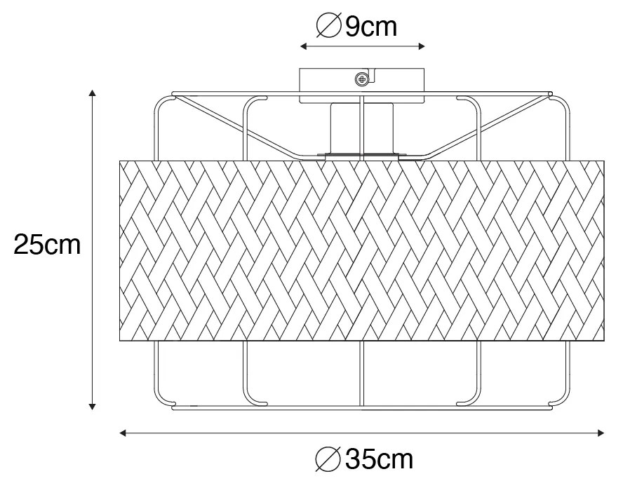 Oosterse plafondlamp zwart met bamboe - Irena