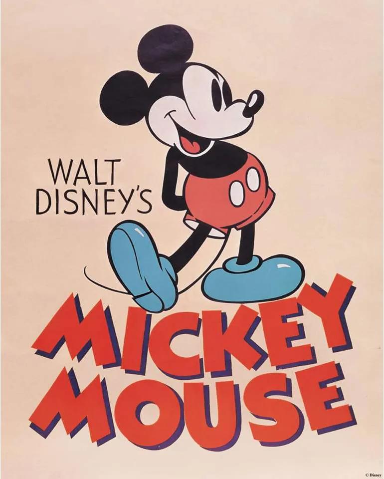 Disney schilderij Mickey Retro - rood - 40x50 cm - Leen Bakker